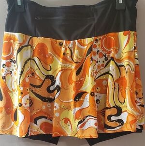 Stylish Orange Abstract Women's Skater Or Workout Skirt. Sz L